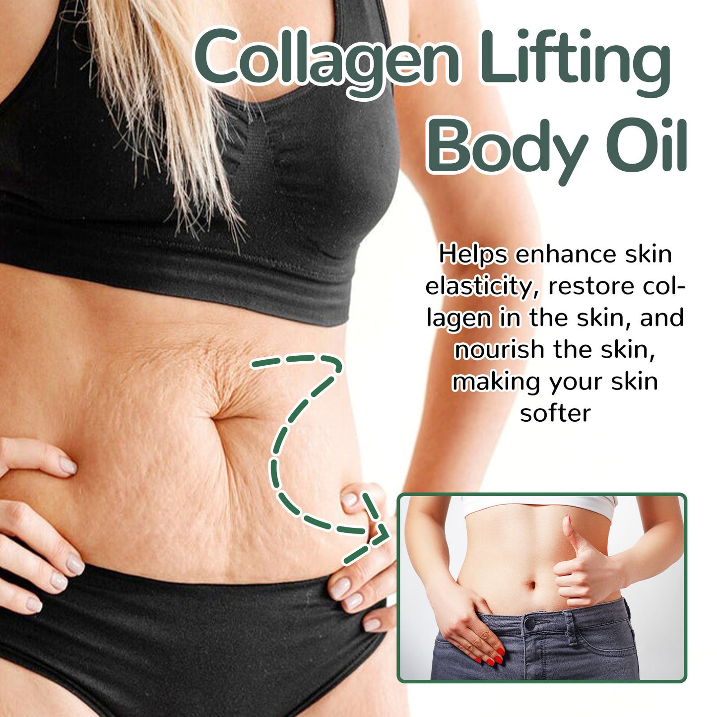 Collagen Lifting Body Oil :Reduces skin sagging by 98% and refines texture within 24 hours.